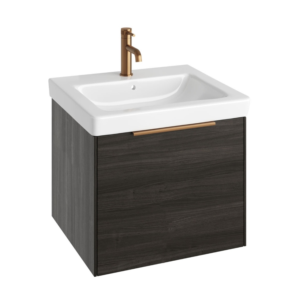 Product Cut out image of the Abacus Concept Simple S3 Lava 550mm Basin & Vanity Unit with a Brushed Bronze Furniture Handle